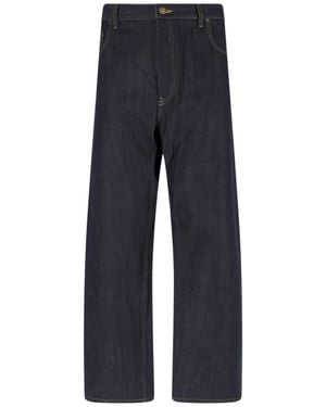 Thom Browne High-Waisted Selvedge Denim Jeans With Adjustable Strap - Blue