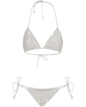 P.A.R.O.S.H. Bikini Con Paillettes - Bianco