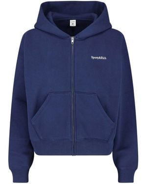 Sporty & Rich Felpa Zip Logo - Blu