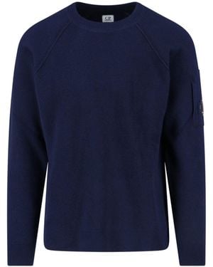 C.P. Company Logo Crewneck Jumper - Blue