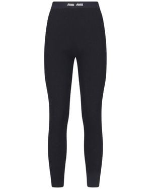 Miu Miu Pantaloni A Costine - Blu