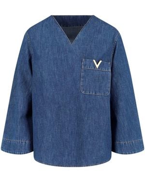 Valentino Top "Vgold" - Blue