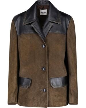 Miu Miu Suede Jacket - Brown