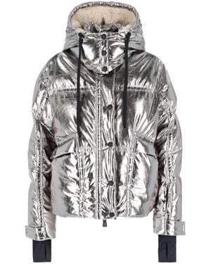 Moncler Calaque Metallic Hooded Down Ski Jacket