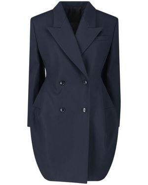 Alaïa Rounded Double-Breasted Coat - Blue