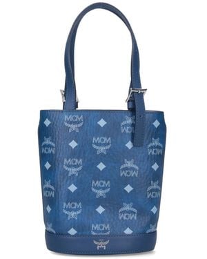 MCM "Aren" Mini Bucket Bag - Blue
