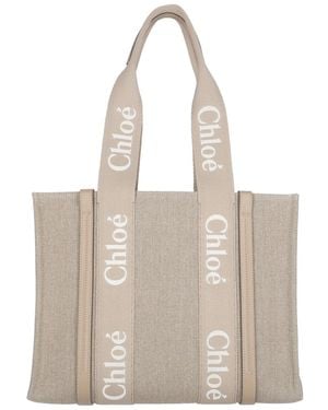 Chloé Borsa Tote "Woody" - Neutro
