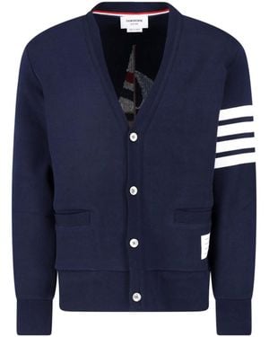 Thom Browne Cardigan “4-Bar Boat” - Blue