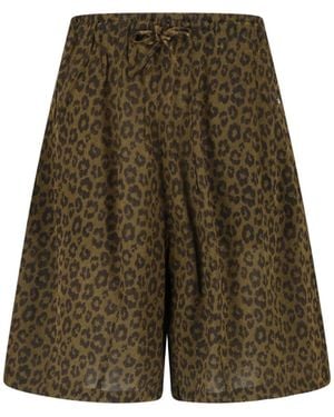 Needles Animal Print Drawstring Cotton Shorts - Green