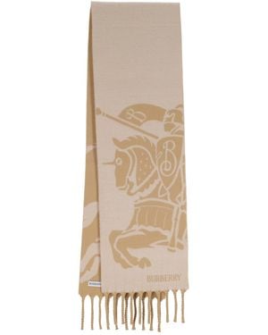 Burberry Reversible Wool Scarf "Ekd" - Natural