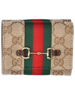 Gucci Tri-Fold Wallet "Horsebit Web" - Black
