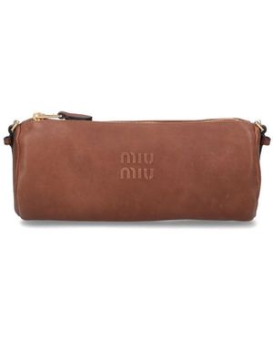 Miu Miu Logo Pouch - Brown