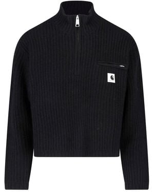 Carhartt Half-Zip Ribbed Knit Jumper - Black
