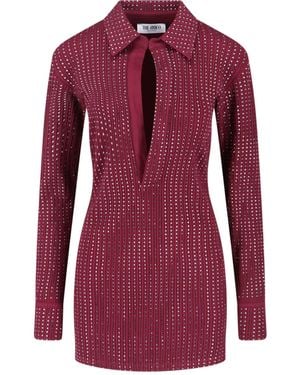 The Attico Rhinestone Mini Dress - Purple