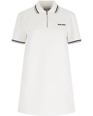 Miu Miu Logo Mini Dress - White
