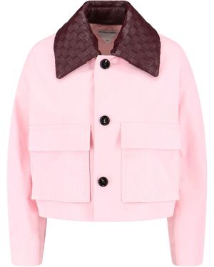 Bottega Veneta Leather Collar Jacket - Pink