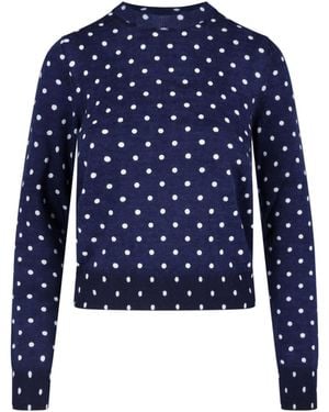 Comme des Garçons Polka Dot Cropped Ribbed Jumper - Blue