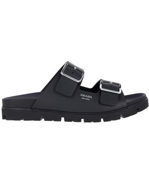 Prada Buckle Sandals - Blue