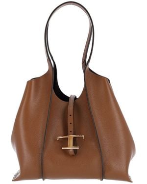 Tod's Borsa Tote Piccola "T Timeless" - Marrone