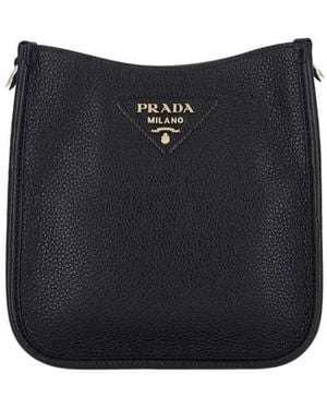 Prada Logo Mini Shoulder Bag - Black