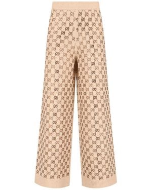 Gucci Wide Knit Trousers - Natural