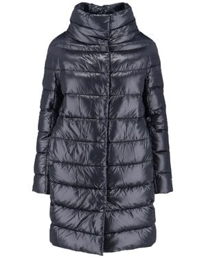 Herno Long Puffer Jacket With High Collar - Blue