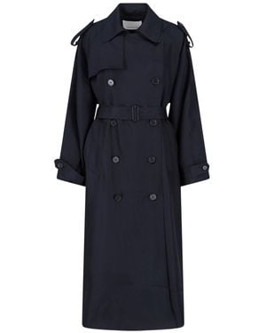 Frankie Shop 'Veyron' Double-Breasted Trench Coat - Blue