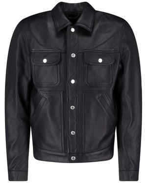 DSquared² Giacca In Pelle Nera "Trucker" - Nero