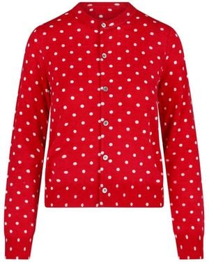 Comme des Garçons Polka Dot Button-Down Cropped Sweater - Red