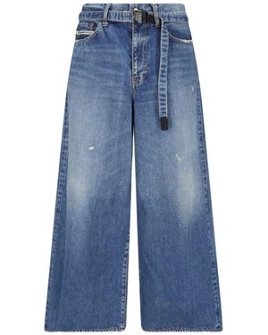 Sacai Belted Wide-Leg Jeans - Blue