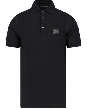 Dolce & Gabbana Logo Plaque Polo Shirt - Black