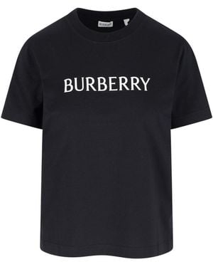 Burberry T-Shirt With Logo Cotton T-Shirts - Black
