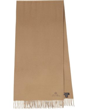 Loro Piana Large Logo Cashmere Scarf - Natural