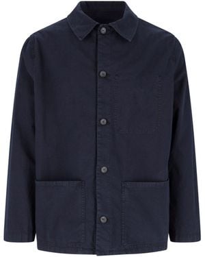 White Sand Button Jacket - Blue