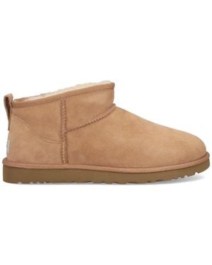 UGG Classic Ultra Mini Suede Shearling Boots - White