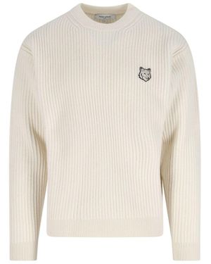 Maison Kitsuné Lightweight Merino Wool Jumper - White