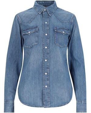 Polo Ralph Lauren Denim Shirt With Classic Collar And Vintage Wash - Blue