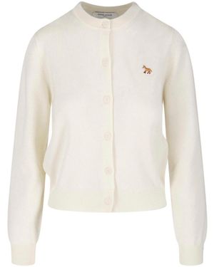 Maison Kitsuné Cream Baby Fox Merino Wool Cardigan - White
