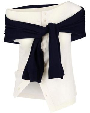 JW Anderson Off-Shoulder Wool Top - Blue