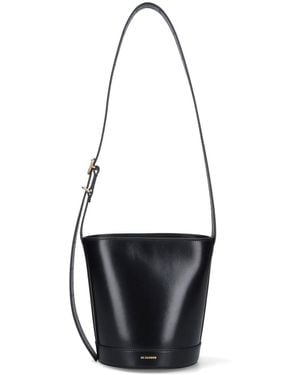 Jil Sander Leather Bucket Shoulder Bag - White