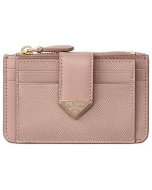 Prada Leather Card Holder "Saffiano" - Pink