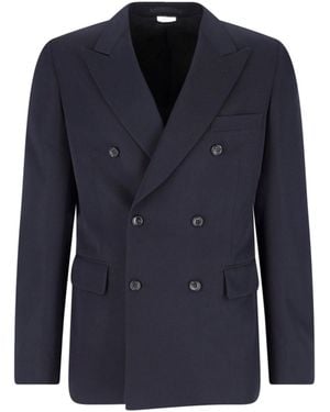 Comme des Garçons Double-Breasted Wool Fabric Blazer - Blue