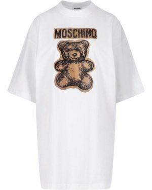 Moschino Teddy Bear Logo Cotton Dress - White