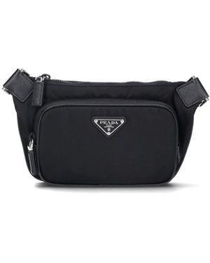 Prada Logo Fanny Pack - Black