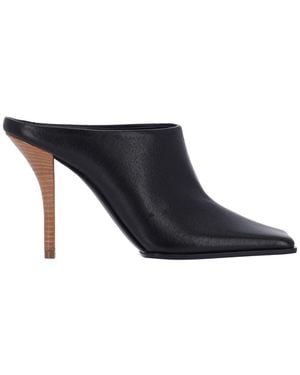 Alaïa Leather Heeled Mules - Black
