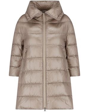 Herno Taupe Cleofe Zip-Up Fabric Puffer Jacket - Grey