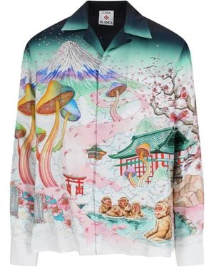 CASABLANCA Multicolor Silk Casual Shirt - White