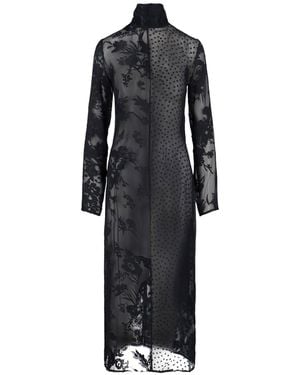 Marine Serre Sheer Long Sleeve High-Neck Maxi Dress - Black