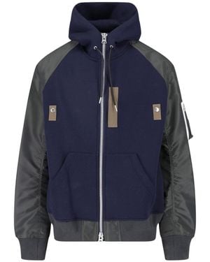 Sacai Hooded Bomber Jacket - Blue