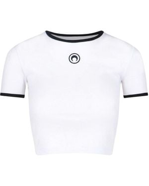 Marine Serre 'Moon' Crop T-Shirt - White